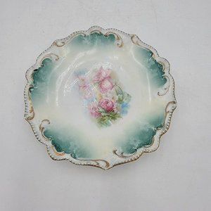 Vintage RS Prussia Poppies Scalloped Edge Saucer Plate Bone Dish Victorian